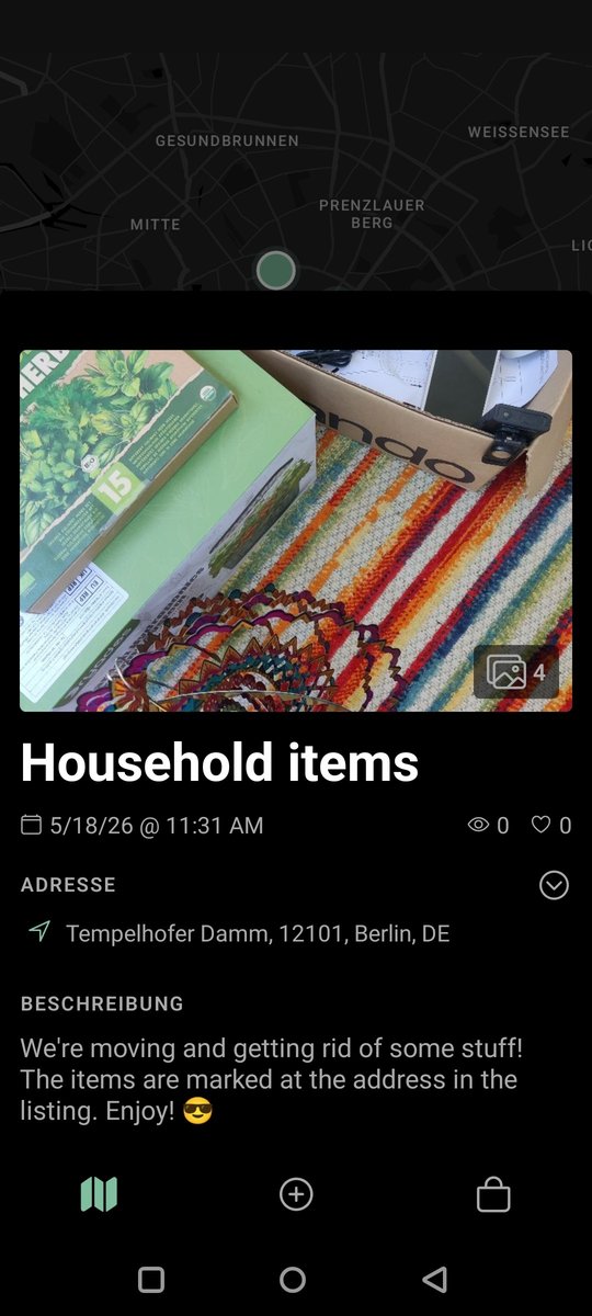 Item details with photo and address